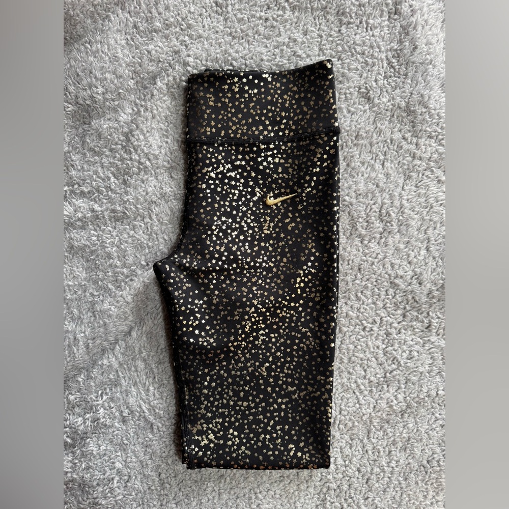 Nike Black Leggings with Gold Accents